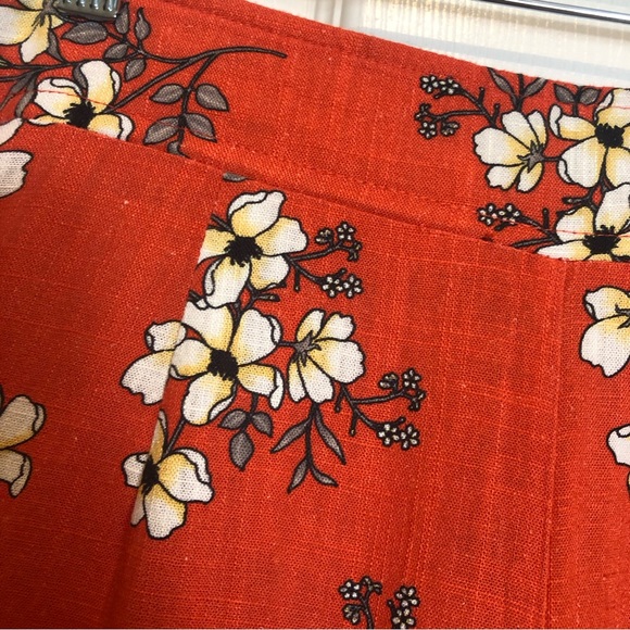 Miss Me Orange Floral Wide Leg Linen Pants Size L - Picture 2 of 9